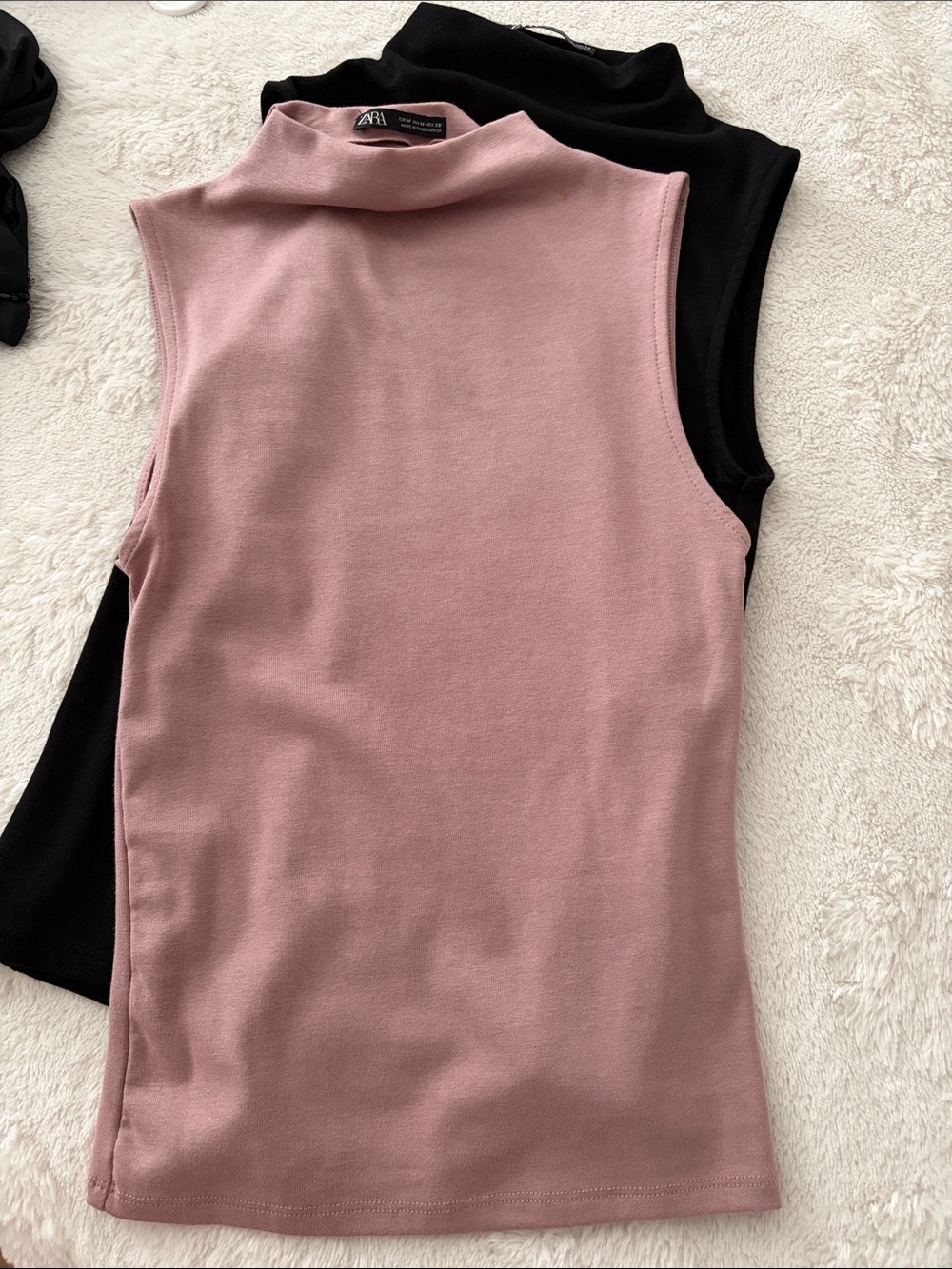 Zara Crewneck Tops - Black & Dusty Rose